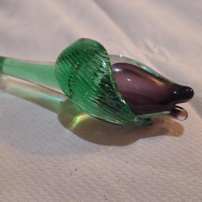 blown glass purple rose