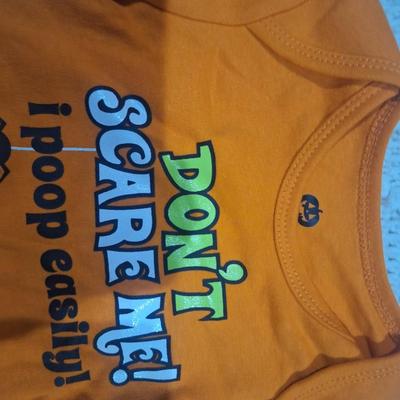 18M Orange halloween onesie "Don't scare me"