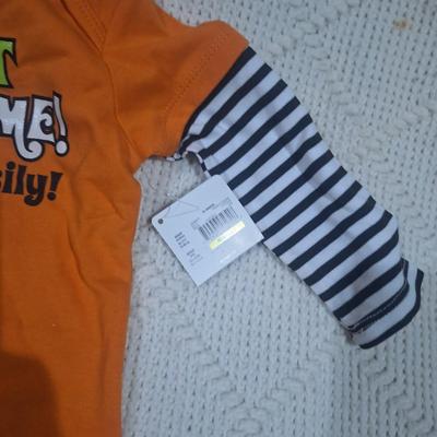 18M Orange halloween onesie "Don't scare me"