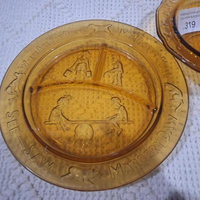 Tiara Amber Nursery Rhymes Divided Collectible Dish divided dish and bowl