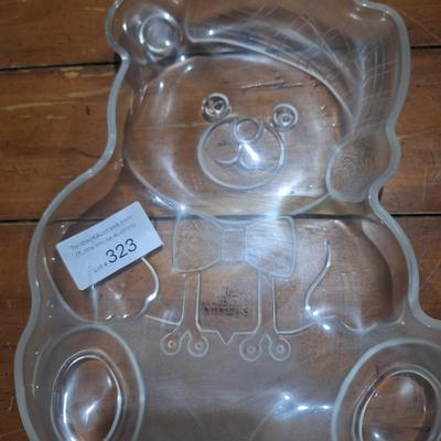 Glass teddy bear tray