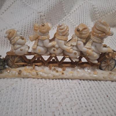 Snowman on bicycle- Christmas decor - Resin