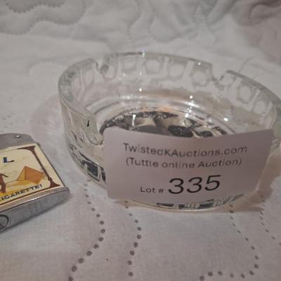 Camel lighter and ashtray with skull images