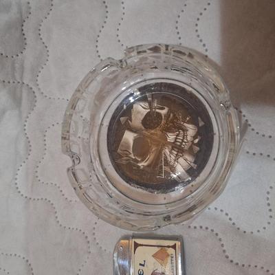 Camel lighter and ashtray with skull images