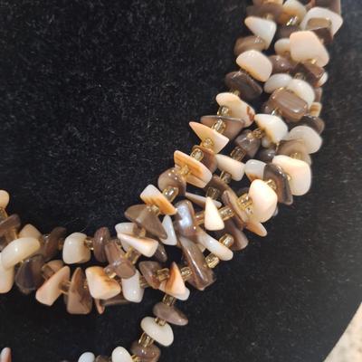 Multi-strand necklace with rock chips