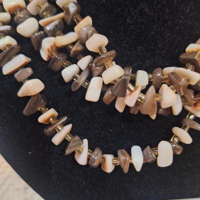 Multi-strand necklace with rock chips