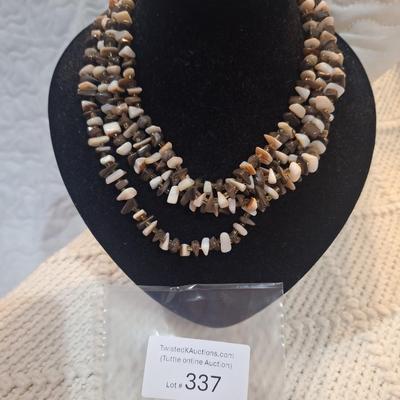 Multi-strand necklace with rock chips