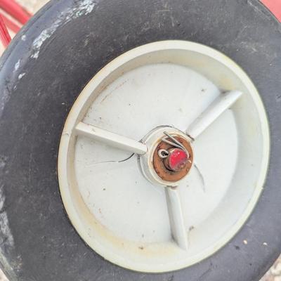Red 2 wheel hand truck-damaged wheel