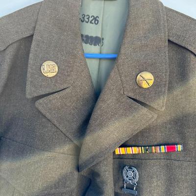 VINTAGE U.S. ARMY “IKE” JACKET WITH PATCHES AND RIBBON RACK