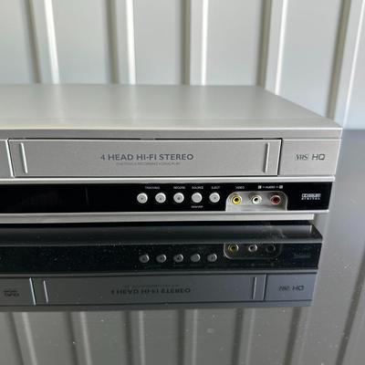 3 TIER MEDIA STAND AND PHILLIPS VHS/DVD COMBO PLAYER