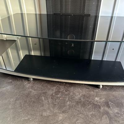 3 TIER MEDIA STAND AND PHILLIPS VHS/DVD COMBO PLAYER