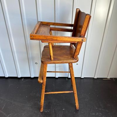 VINTAGE DOLL WOODEN HIGH CHAIR
