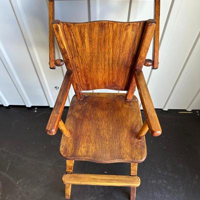 VINTAGE DOLL WOODEN HIGH CHAIR