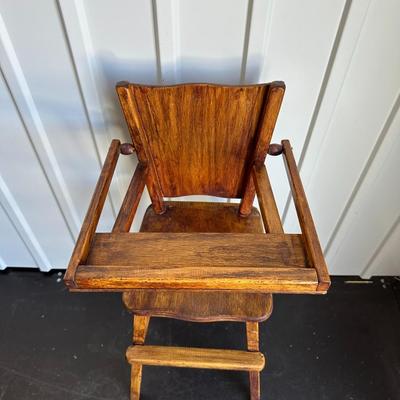 VINTAGE DOLL WOODEN HIGH CHAIR