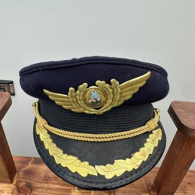 VINTAGE ROMANIA SOCIALIST AIR FORCE OFFICERS PILOT VISOR CAP