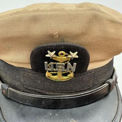 VINTAGE U.S. NAVY OFFICERS KHAKI COMBINATION CAP