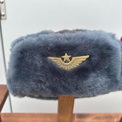 SOVIET ARMY WINTER USHANKA HAT AND U.S. ARMY AIRBORNE MAROON BERET