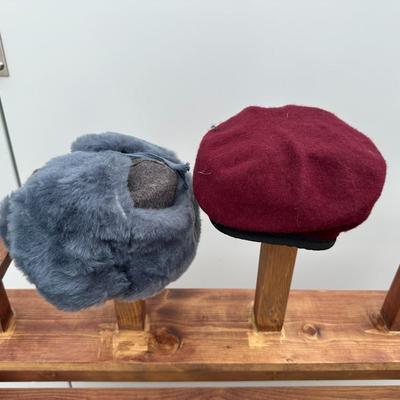 SOVIET ARMY WINTER USHANKA HAT AND U.S. ARMY AIRBORNE MAROON BERET