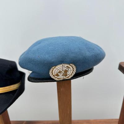 U.S. ARMY FEMALE SERVICE HAT AND UNITED NATIONS BLUE BERET