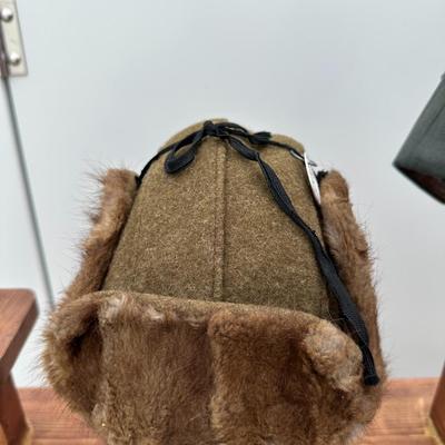 WWII WINTER ARMY RABBIT FUR HAT AND A GARRISON CAP
