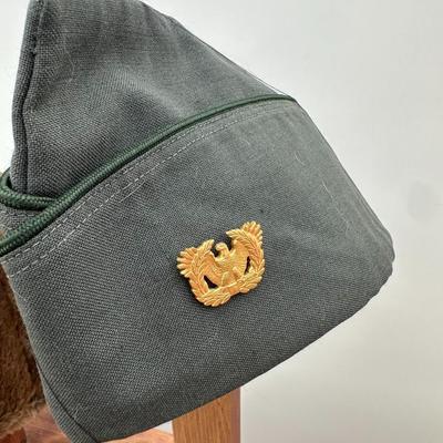 WWII WINTER ARMY RABBIT FUR HAT AND A GARRISON CAP
