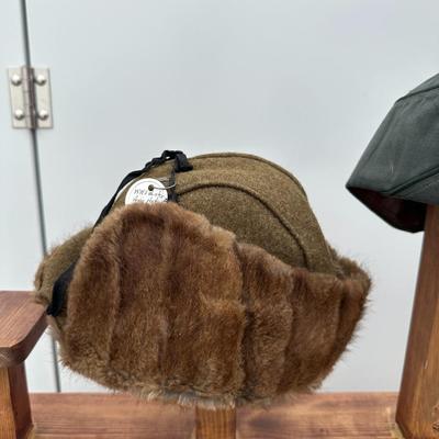 WWII WINTER ARMY RABBIT FUR HAT AND A GARRISON CAP