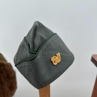 WWII WINTER ARMY RABBIT FUR HAT AND A GARRISON CAP
