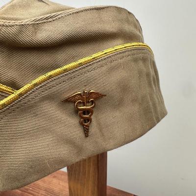 WWII U.S. ARMY WOMENS ARMY CORPS KHAKI GARRISON CAP AND U.S. ARMY OFFICERS GARRISON CAP