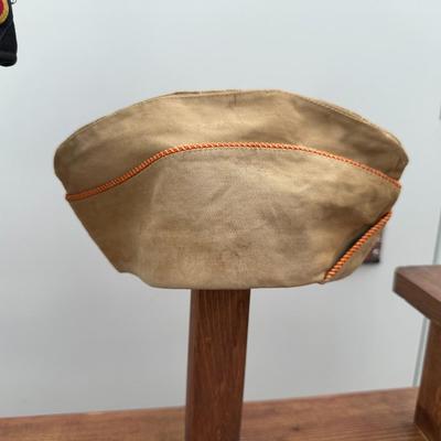 VINTAGE GERMAN NAVAL GARRISON CAP AND VINTAGE U.S. ARMY KHAKI GARRISON CAP