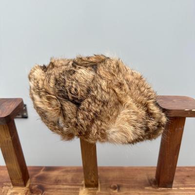 VINTAGE BROWN FUR MILITARY HAT