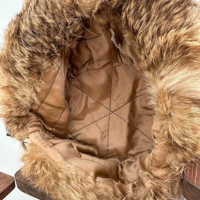 VINTAGE BROWN FUR MILITARY HAT