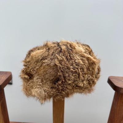 VINTAGE BROWN FUR MILITARY HAT