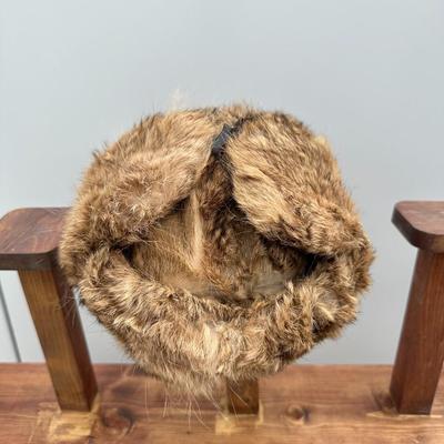 VINTAGE BROWN FUR MILITARY HAT