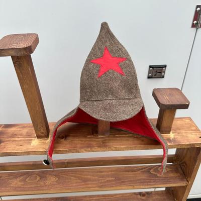 VINTAGE USHANKA SOVIET UNION FUR HAT AND VINTAGE SOVIET UNION RED ARMY BUDENOVKA HAT