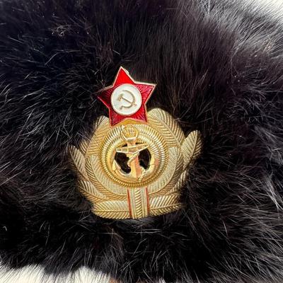 VINTAGE USHANKA SOVIET UNION FUR HAT AND VINTAGE SOVIET UNION RED ARMY BUDENOVKA HAT