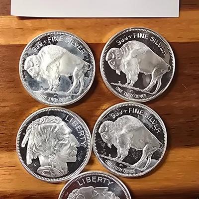 5 1 oz silver bullion rounds
