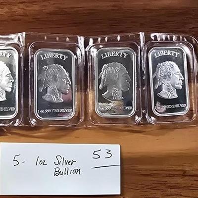 5. 1oz silver bars