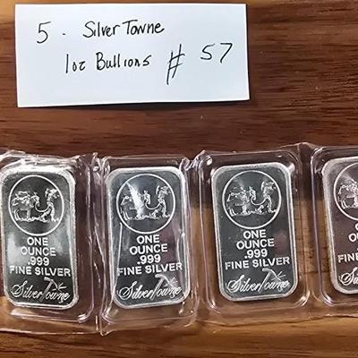 5. 1 oz silver bullion bars