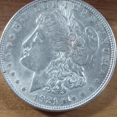 1921 Morgan O silver dollar
