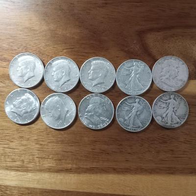 10 silver 1/2 dollars