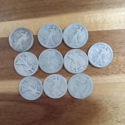 10 walking liberty half dollars