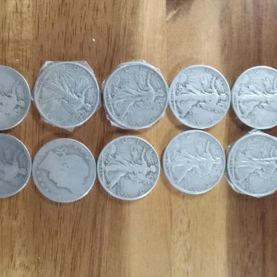10 silver half dollars