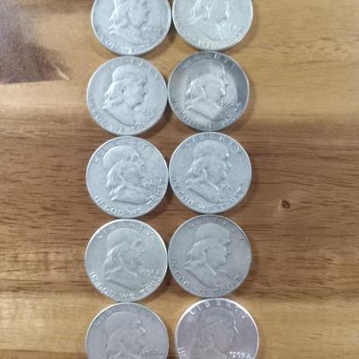 10 Franklin halves
