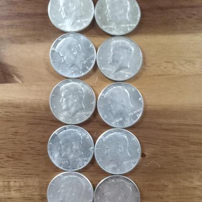 10 90% silver Kennedy half dollars