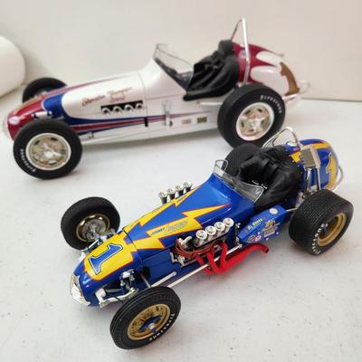 2 Vintage GMP Sprint Cars Die Cast Al Unser Driver Parnelli Jones Firestone Johnny Lightning w Box , Sheraton Thompson Special A.J. Foyt...