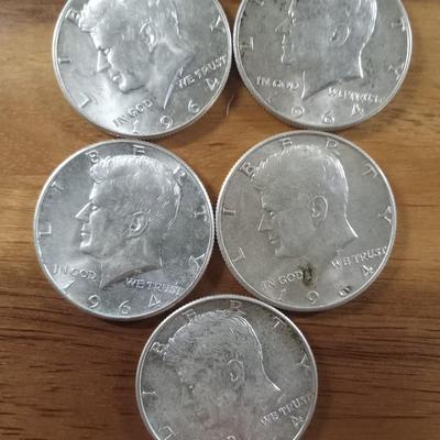 5 90% Kennedys-Silver 1/2s