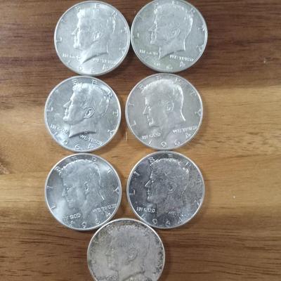 7 90% Kennedys-Silver 1/2s