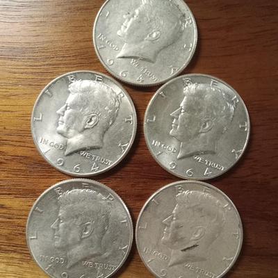 5 90% Kennedys-Silver 1/2s