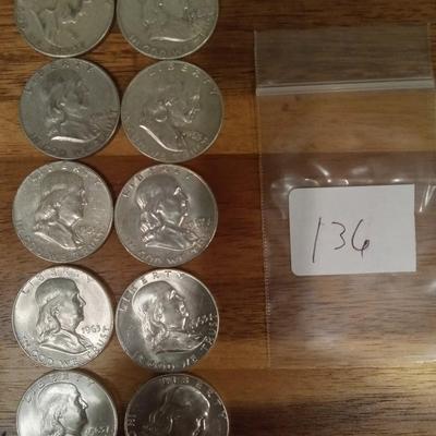 10 90% Franklin halves