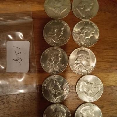 10 90% Franklin halves